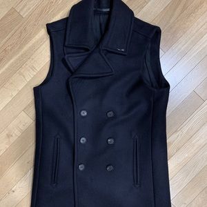 Allsaints navy pea coat vest